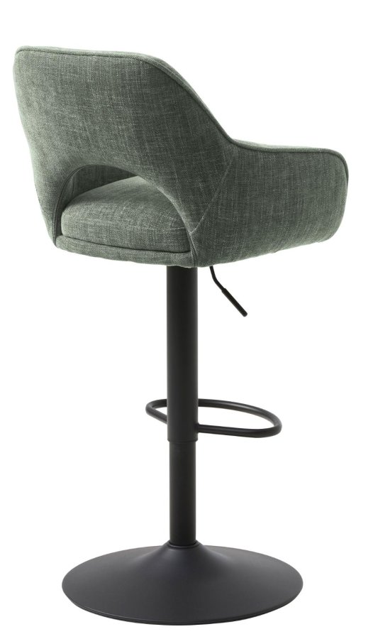 UNIQUE FURNITURE Cowley barstol, m. rygl�n, arml�n og fodst�tte - skovgr�n polyester og sorte ben