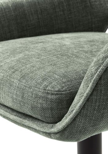 UNIQUE FURNITURE Cowley barstol, m. rygl�n, arml�n og fodst�tte - skovgr�n polyester og sorte ben