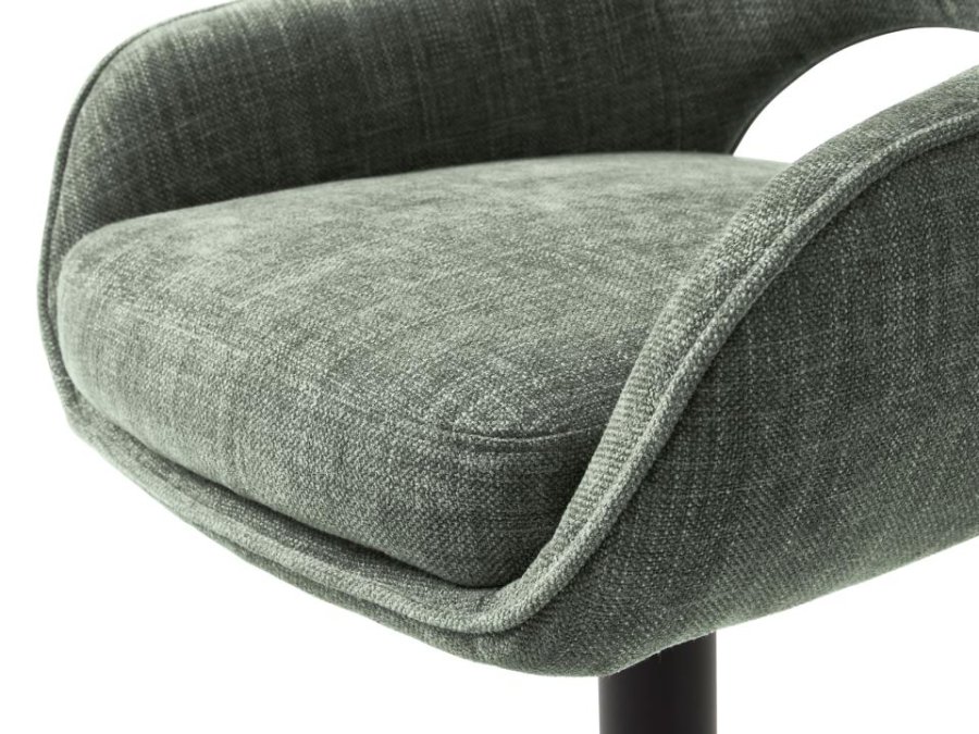 UNIQUE FURNITURE Cowley barstol, m. rygl�n, arml�n og fodst�tte - skovgr�n polyester og sorte ben