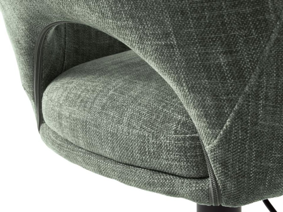 UNIQUE FURNITURE Cowley barstol, m. rygl�n, arml�n og fodst�tte - skovgr�n polyester og sorte ben