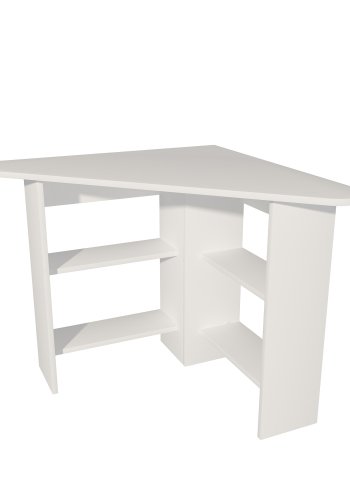 NORDVRK Hjrne skrivebord, m. 4 hyller - hvit melamin (80x80)