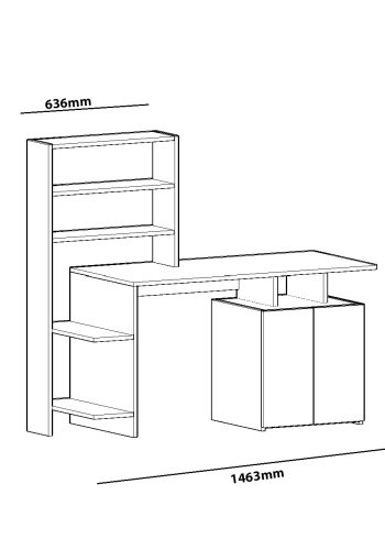 FUNZI LIVING Melis Schreibtisch mit Bücherregal – walnussfarbenes und weißes Melamin (146,3 x 60)