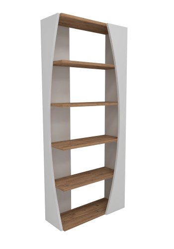 FUNZI LIVING Selg bokhylle, m. 4 hyller - hvit og Atlantic Pine melamin