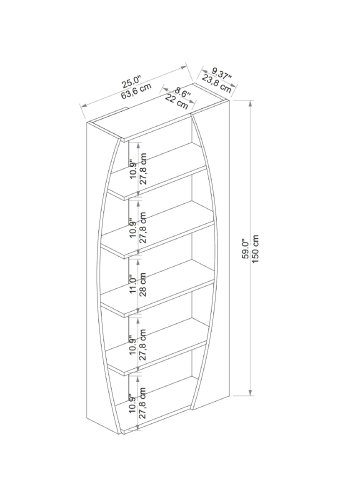 FUNZI LIVING Selg bokhylle, m. 4 hyller - hvit og Atlantic Pine melamin
