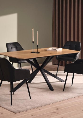 UNIQUE FURNITURE spisebord, rektangul�r - natur egemelamin og sort metal (90x160)