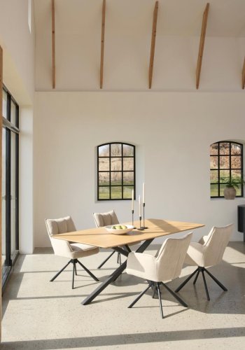 Cesura spisebord, rektangul�r - natur eg melamin og sort stjerne metal (100x200)