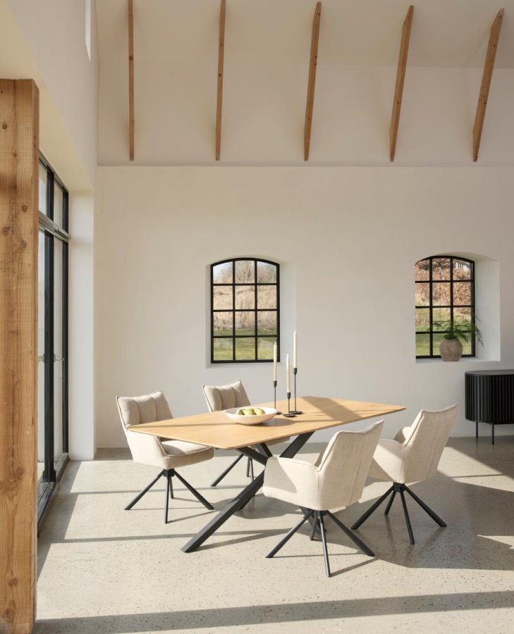 Cesura spisebord, rektangul�r - natur eg melamin og sort stjerne metal (100x200)