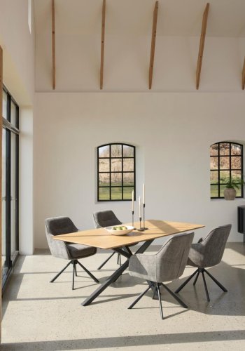 Cesura spisebord, rektangul�r - natur eg melamin og sort stjerne metal (100x200)