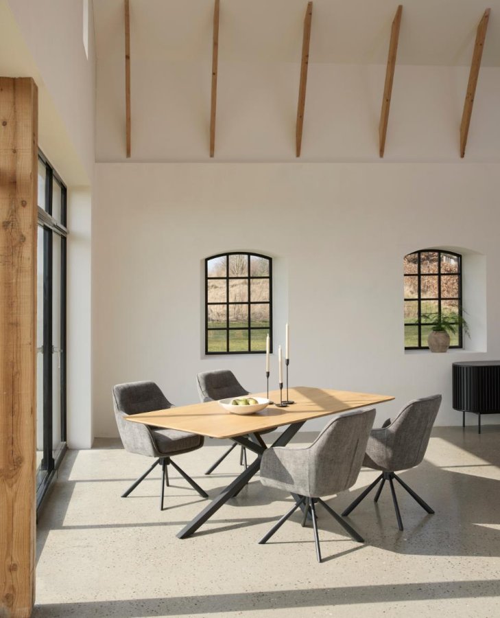 Cesura spisebord, rektangul�r - natur eg melamin og sort stjerne metal (100x200)