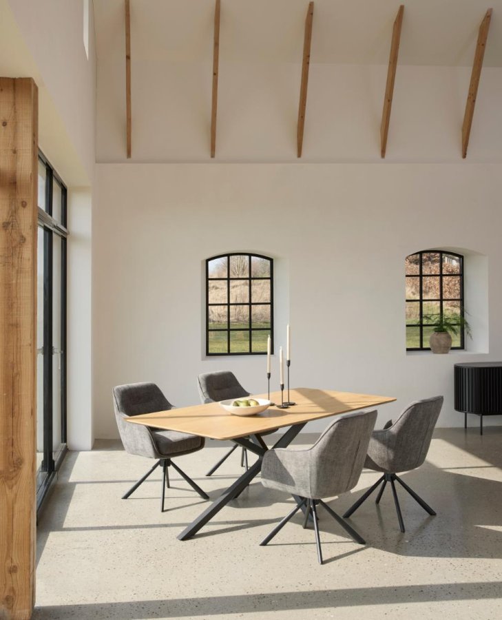 Cesura spisebord, rektangul�r - natur eg melamin og sort stjerne metal (100x200)