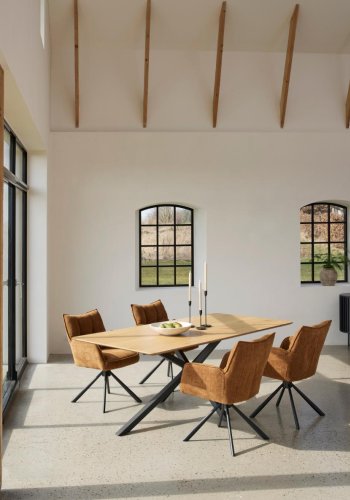 Cesura spisebord, rektangul�r - natur eg melamin og sort stjerne metal (100x200)