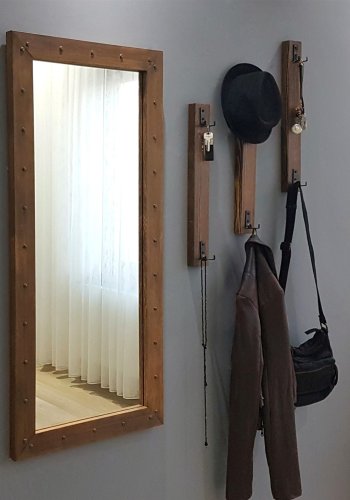 NORDVRK V108 inngangssett, m. 1 speil, 3 kleshyller - valnttfarget furu