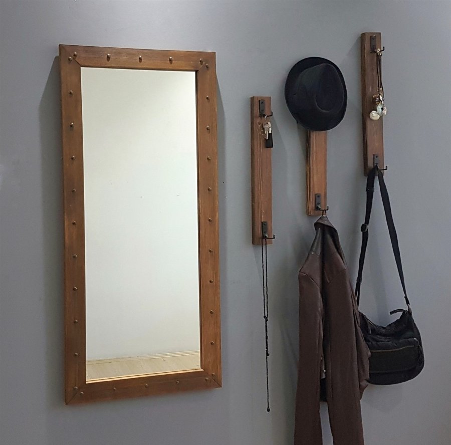 NORDVRK V108 inngangssett, m. 1 speil, 3 kleshyller - valnttfarget furu