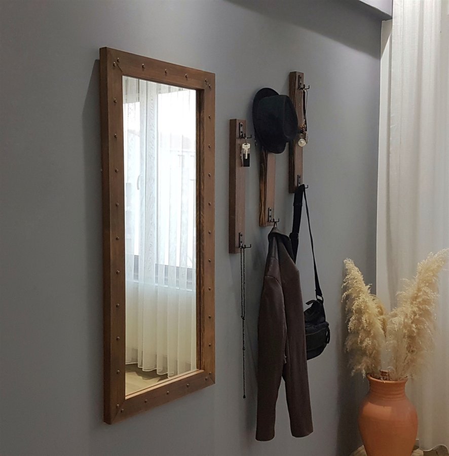 NORDVRK V108 inngangssett, m. 1 speil, 3 kleshyller - valnttfarget furu