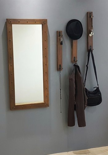 NORDVRK V108 inngangssett, m. 1 speil, 3 kleshyller - valnttfarget furu