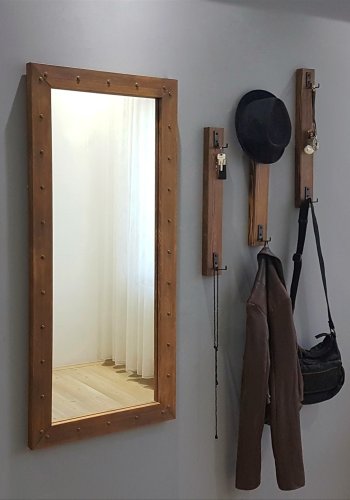 NORDVRK V108 inngangssett, m. 1 speil, 3 kleshyller - valnttfarget furu