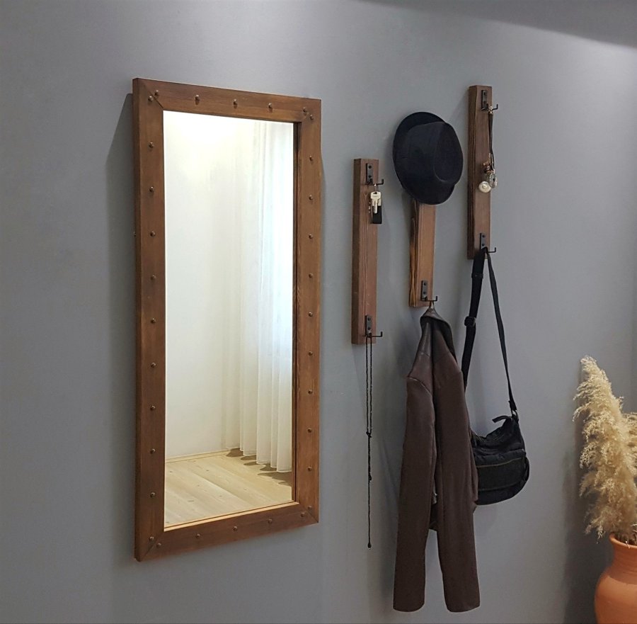 NORDVRK V108 inngangssett, m. 1 speil, 3 kleshyller - valnttfarget furu