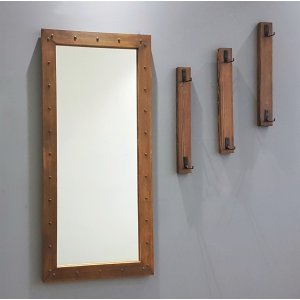 NORDVÄRK V108 entrést, m. 1 spejl, 3 knagerkker - valnddefarvet fyrretr