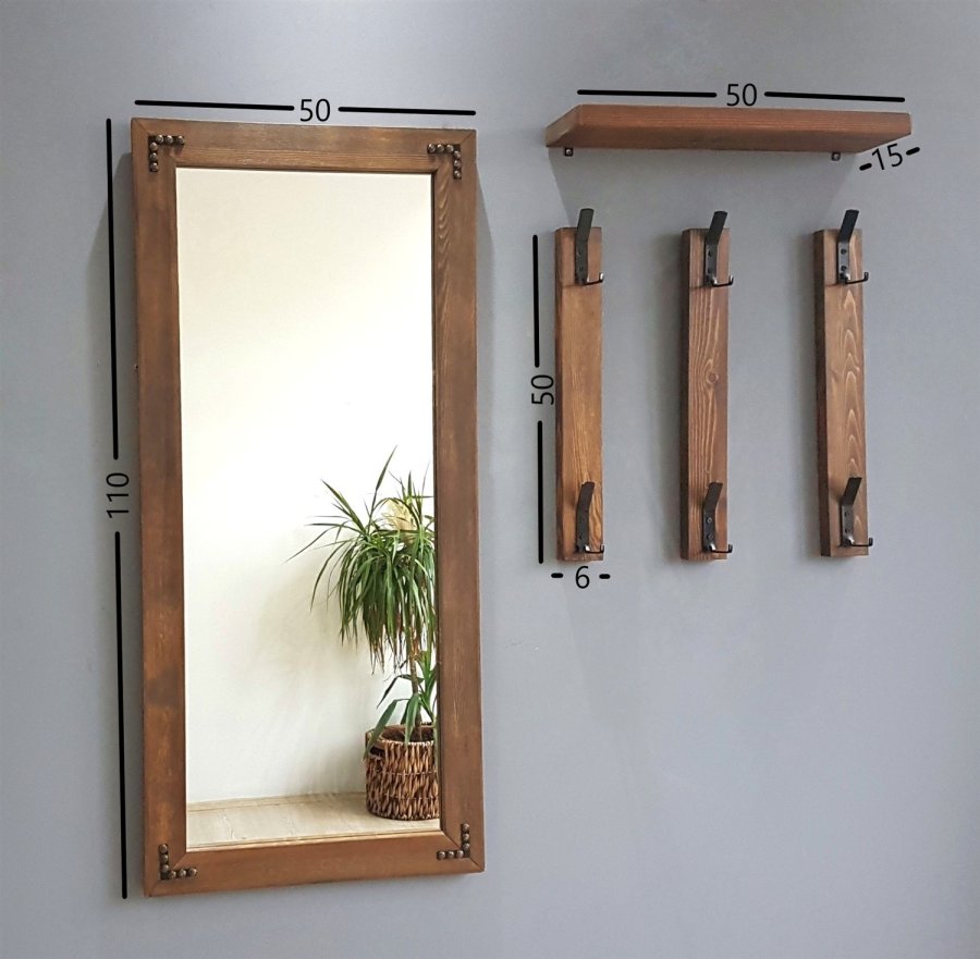 NORDVÄRK V109 entrést, m. 1 spejl, 3 knagerkker, 1 hylde - valnddefarvet fyrretr