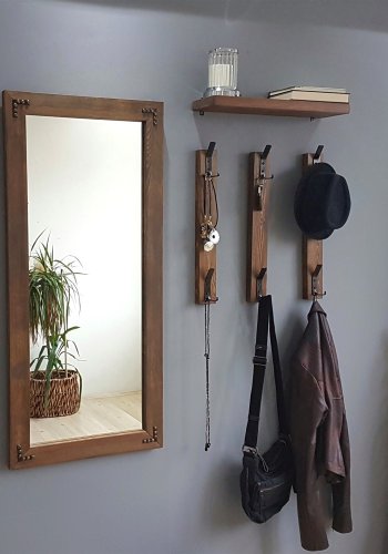 NORDVÄRK V109 entrést, m. 1 spejl, 3 knagerkker, 1 hylde - valnddefarvet fyrretr