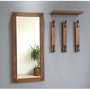 NORDVÄRK V109 entrést, m. 1 spejl, 3 knagerkker, 1 hylde - valnddefarvet fyrretr