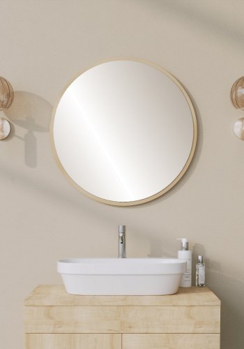 NORDVÄRK Yuvarlak dekorativt speil, beige