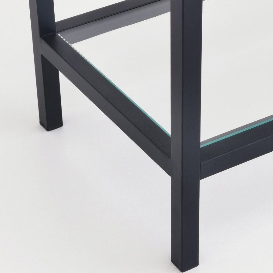 FUNZI LIVING K100 Bücherregal, m. 5 Regale - gehärtetes Glas und schwarzes Metall