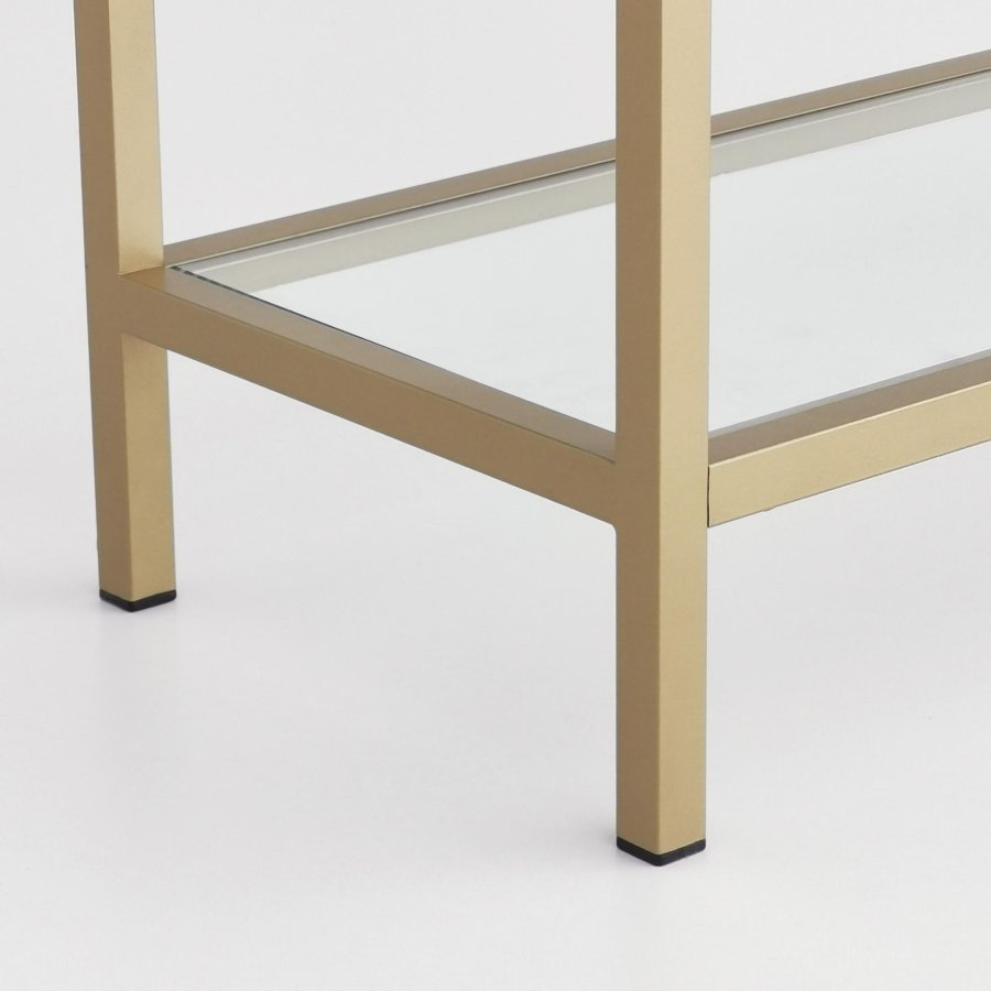 FUNZI LIVING K101 Bücherregal mit 5 Regalen – gehärtetes Glas und goldenes Metall