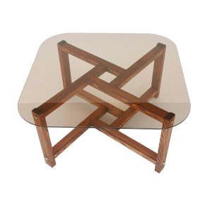 NORDVÄRK Zen sofabord, kvadratisk - glas og egefarvet fyrretr (80x80)