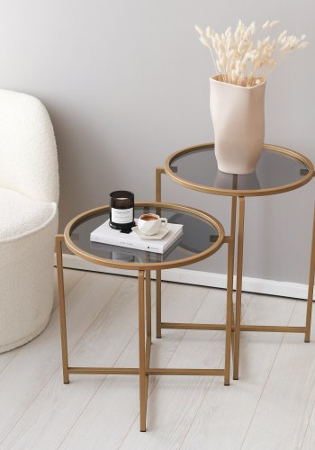 NORDVRK S406 Sofabordsett, gull Smoke