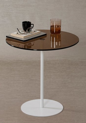 NORDVÄRK Chill Beistelltisch, rund – Bronzeglas und Weißmetall (50)