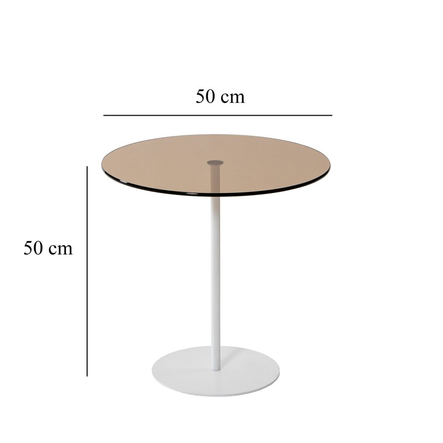 NORDVÄRK Chill Beistelltisch, rund – Bronzeglas und Weißmetall (50)