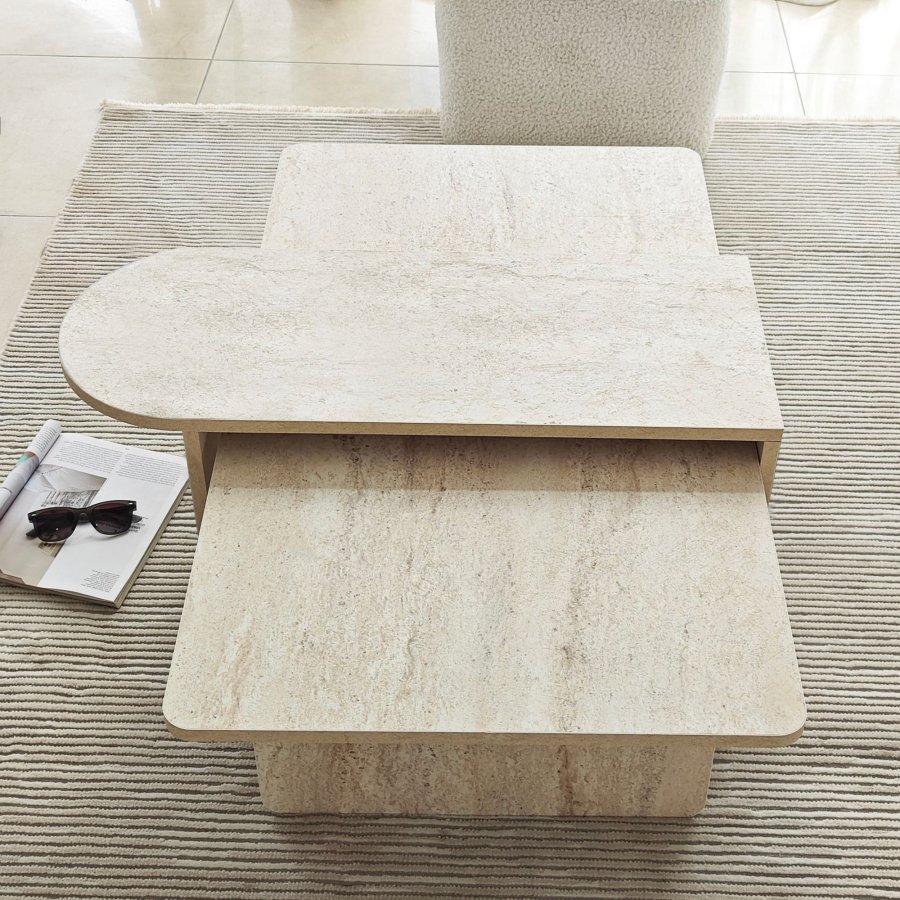 NORDV�RK Paris - Bronse, travertin sofabordsett