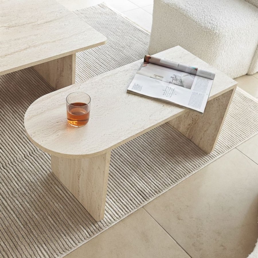 NORDV�RK Paris - Bronse, travertin sofabordsett