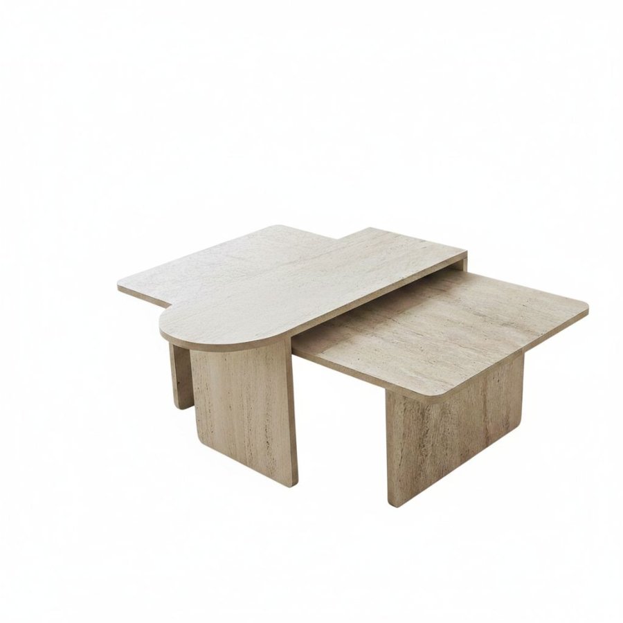 NORDV�RK Paris - Bronse, travertin sofabordsett