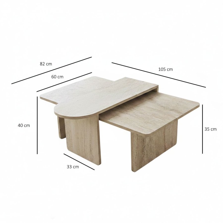 NORDV�RK Paris - Bronse, travertin sofabordsett