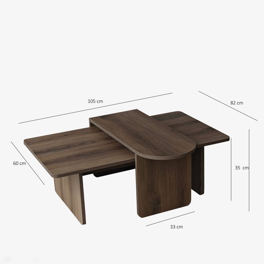 NORDV�RK Paris - salongbordsett i bronse, valn�tt