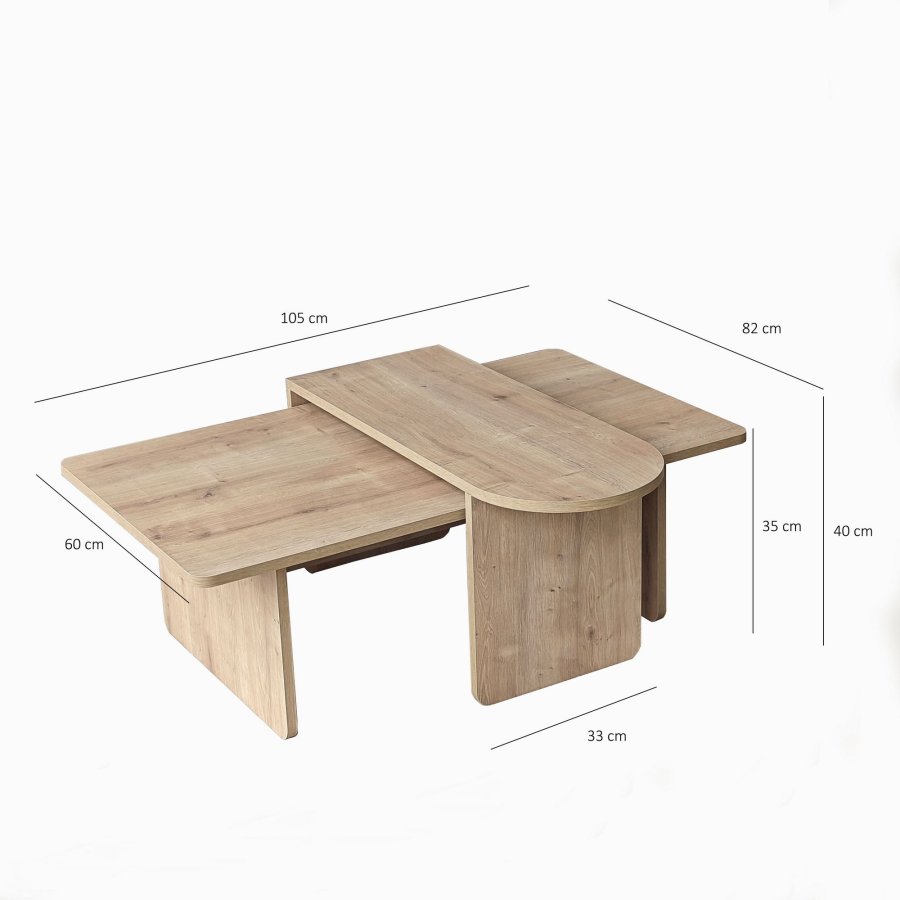 NORDV�RK Paris - Bronse, safir eik salongbordsett