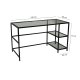 NORDVÄRK Master-Schreibtisch, mit 2 Regalen – Glas und schwarzes Metall (130x60)
