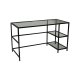 NORDVÄRK Master-Schreibtisch, mit 2 Regalen – Glas und schwarzes Metall (130x60)
