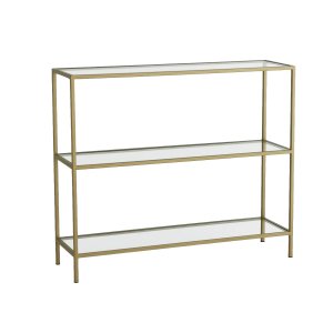 NORDVÄRK D101 konsolbord, m. 2 hylder - glas og guld metal (100x30)
