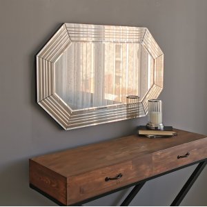 NORDVÄRK A313 vgspejl, ottekantet - spejlglas og bronze MDF (100x60)