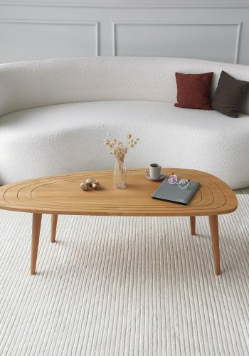 NORDVÄRK Sweet sofabord, drbeformet - teaktrsfarvet fyrretr og bgetr (115x50)