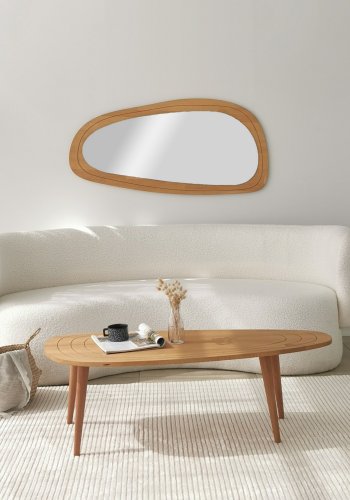 NORDVÄRK Sweet sofabord, drbeformet - teaktrsfarvet fyrretr og bgetr (115x50)