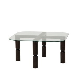 NORDVÄRK Kei sofabord, kvadratisk - glas og antracit tr (80x80)