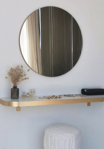 NORDVÄRK Gold Wandspiegel, rund - Spiegelglas und Goldmelamin (60)