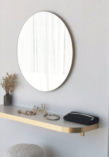 NORDVÄRK Gold Wandspiegel, rund - Spiegelglas und Goldmelamin (60)