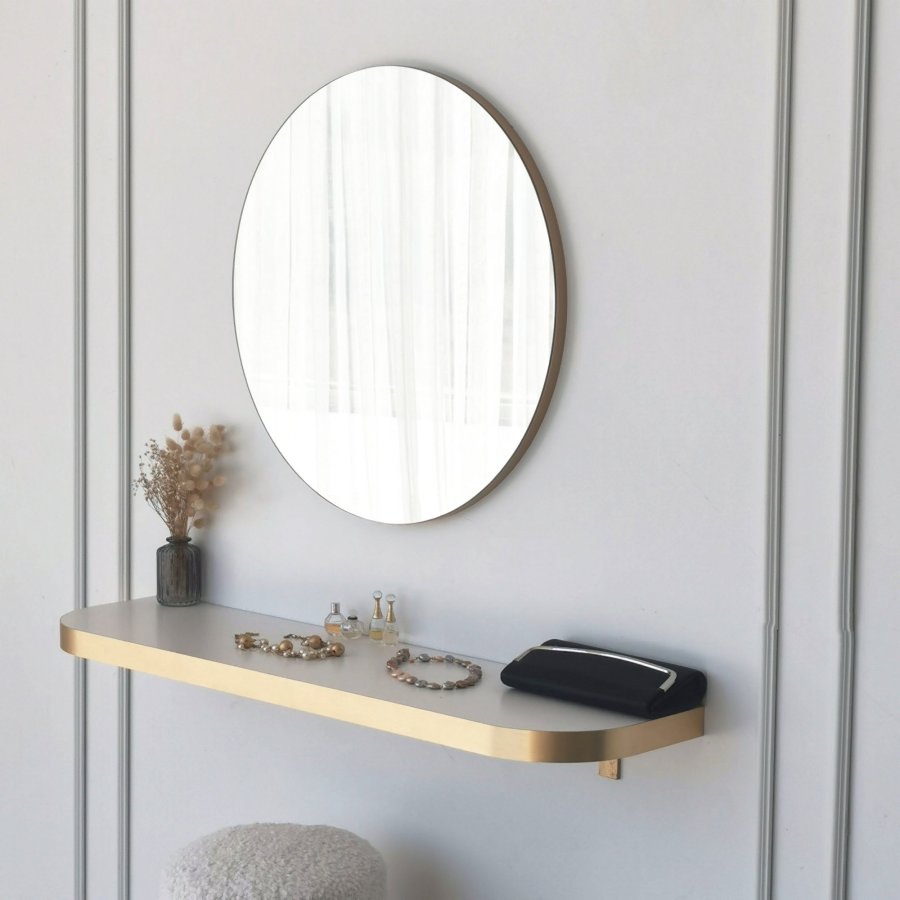 NORDVÄRK Gold Wandspiegel, rund - Spiegelglas und Goldmelamin (60)