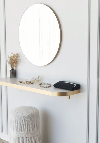 NORDVÄRK Gold Wandspiegel, rund - Spiegelglas und Goldmelamin (60)