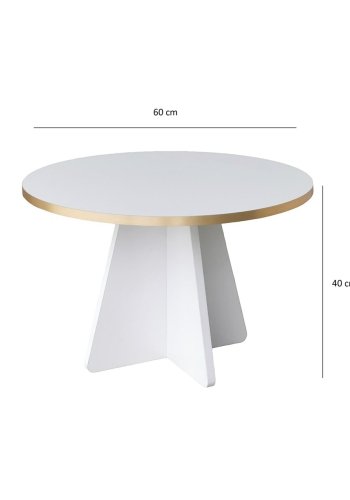 NORDVRK Sjampinjong salongbord, rundt - gull PVC og hvit melamin (60)